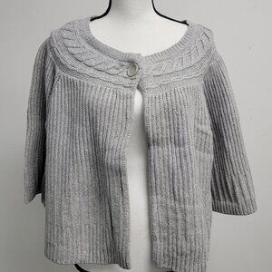 White House Black Market Women's XL Gray Sweater with 3/4 sleeve.